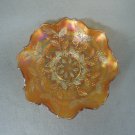 Fenton Carnival Glass Dish Holly Leaf Pattern Marigold Amber
