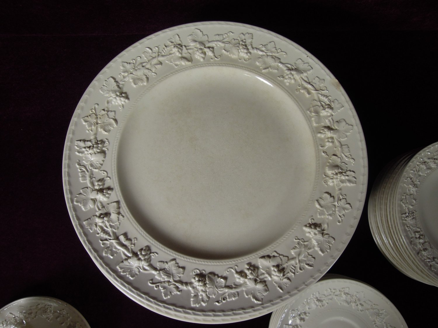 Wedgwood Queensware China White Embossed Grapevine