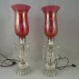 Victorian Lamp Cranberry Crystal  Etched Globe Hanging Prisms 17 “