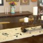 Williams Sonoma Table Runner Linen with Blue Vine Crewel 90"