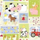 Makower UK Farm Corner Farm Animal Patchwork Fabric