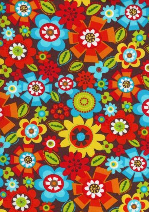 Alice Kennedy, Bright Owl, Packed Floral Brown Fabric