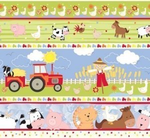 Makower UK Farm Corner Border Fabric