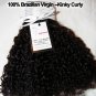 100% Brazilian Remy Virgin—Kinky Curly 14”-16”  1B-Natural Color/4oz