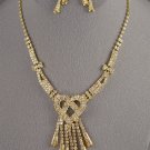 Ladies Rhinestone Gold Chain Neck / Earring  Set