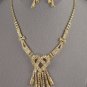 Ladies Rhinestone Gold Chain Neck / Earring  Set