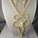 Ladies Rhinestone Gold Chain Neck / Earring  Set