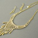 Ladies Rhinestone Gold Chain Neck / Earring  Set