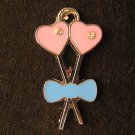 Double Heart Flower Pendant (Pink / Light blue)