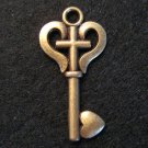 Heart Key Pendant (Antique Bronze)
