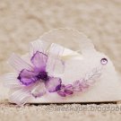 Favor Box- White Purse box with Purple Flower