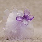 Favor Box- White purse w/purple flower and feather