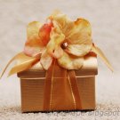 Favor Box- Gold treasure box with Gold Flower