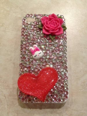 Pink Heart Rhinestone Deco case Iphone 4/4s