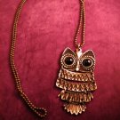 Vintage Bronze OWL Pendant Long Chain Necklace (New)