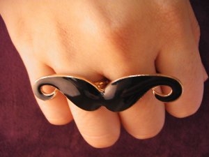 Moustache Shape Double Finger Ring Adjustable New