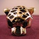 Jaguar Head Vintage Gold Leopard Black Eyes Ring