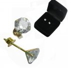 14k Solid Gold & Classic Round CZ 5mm Stud Post Earrings  - Includes Jeweler's Box