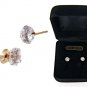 14k Solid Gold & Classic Round CZ 5mm Stud Post Earrings  - Includes Jeweler's Box