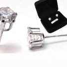 BLING & SPARKLE!  1/4" Sterling Silver Ice CZ Brilliant Cut Stud Earrings in Jeweler's Box