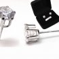 BLING & SPARKLE!  1/4" Sterling Silver Ice CZ Brilliant Cut Stud Earrings in Jeweler's Box