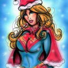 DC Comics Christmas Holiday SUPERGIRL Poster Print Signed by Bianca Thompson
