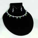 14 inch expandable Blue Flower Choker with Pierced Earrings