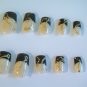 SALE! Black French with Gold Stars Nail Set
