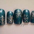 CLEARANCE! Turquoise Glitz with Silver Snowflakes