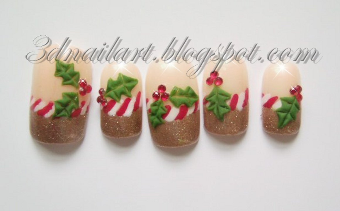 CLEARANCE! Gold Candy Cane French with Holly