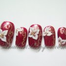 CLEARANCE! Red Glitz with Gold Scrolling and White Christmas Flowers