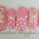 SALE! Pink & White Heart Polka Dots w/3D Teddy Bear & Bow