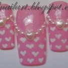 SALE! Pink & White Heart Polka Dots French  w/Pearls