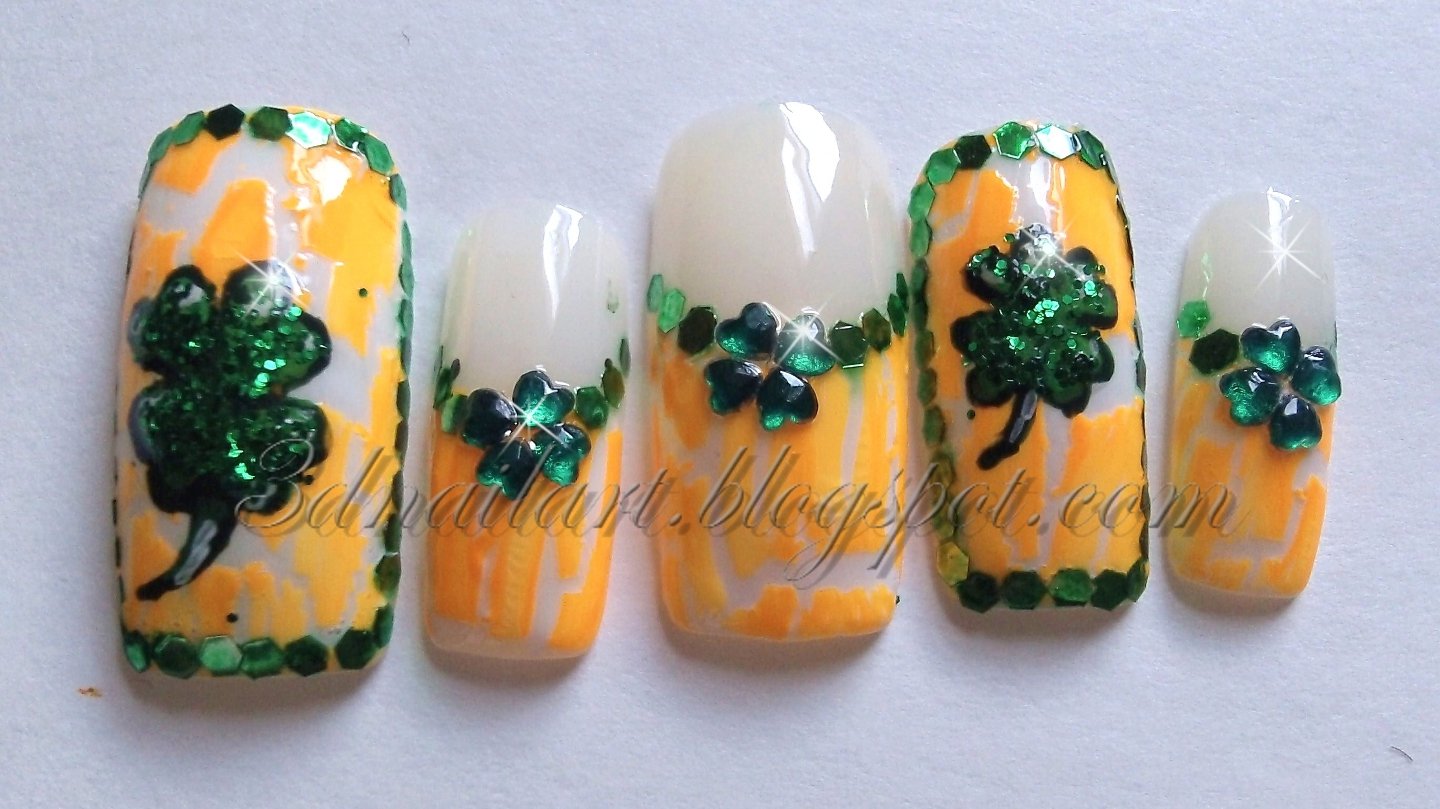 SALE! St. Patty's White & Orange Crackle