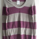 WOMEN MESH KNIT TOP SWEATER SHIRT SIZE SMALL GRAY AND PURPLE COLOR