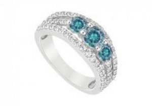 Blue Diamond Engagement Ring : 14K White Gold - 2.25 CT Diamonds