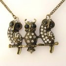 Vintage Inspired Three Owls Necklace
