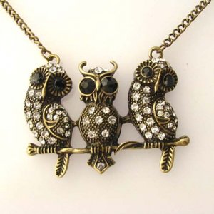 Vintage Inspired Three Owls Necklace