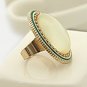 Elegant Vintage Inspired White Oval Ring