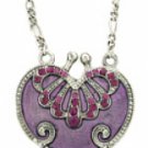 Vintage Heart Locket Necklace - Amethyst Austrian Crystal