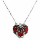 Vintage Heart Locket Necklace - Ruby Austrian Crystal Women's Jewelry