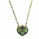Vintage Heart Locket Necklace - Olivine Austrian Crystal Women's Jewelry