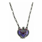 Vintage Heart Locket Necklace - Amethyst Austrian Crystal Women's Jewelry