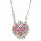 Vintage Heart Locket Necklace - Pink Austrian Crystal Women's Jewelry