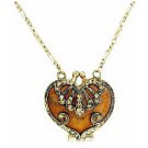 Vintage Heart Locket Necklace - Topaz Austrian Crystal Women's Jewelry