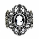 Vintage Filigree Cameo Bracelet - Antique Silver Plated women's jewelry