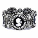 Vintage Filigree Cameo Bracelet - Antique Silver Plated Women's jewelry