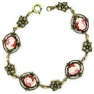 Cameo Bracelet - Vintage Style Antique Brass Carnelian Women's Jewelry