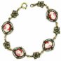 Cameo Bracelet - Vintage Style Antique Brass Carnelian Women's Jewelry