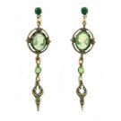 Green Cameo Crystal Drop Earrings Women's Jewelry